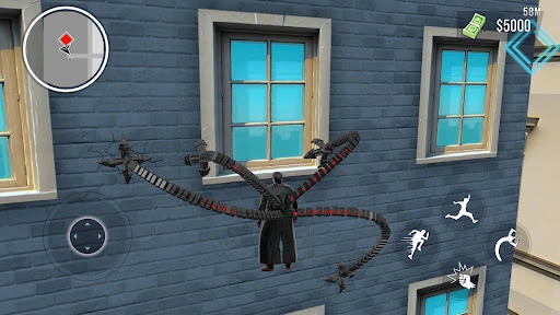 Superhero Crime Open World War screenshot: hero leaping between skyscrapers